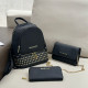 Black Casual Daily Solid Color Patchwork Metal Accessories Trim Beading Bags