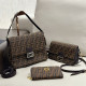Black Brown Casual Street Letters Patchwork Metal Accessories Trim Contrast Bags