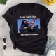 Black Street Figure Print Letter Print O Neck T-Shirts