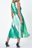 Purple Elegant Print Patchwork O Neck A Line Dresses