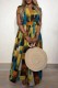 Multicolor Casual Print Patchwork V Neck Regular Jumpsuits