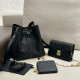 Black Casual Daily Letters Draw String Chains Embossed Bags