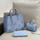 Blue Casual Street Letters Patchwork Zipper Bags