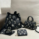 Black Casual Street Letters Patchwork Contrast Bags
