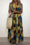 Multicolor Casual Print Patchwork V Neck Regular Jumpsuits