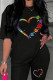 Black Casual Print Patchwork O Neck Short Sleeve Two Pieces
