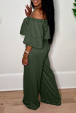 Purple Sexy Solid Color Draw String Pocket Patchwork Backless Off Shoulder Long Sleeve Two Pieces