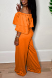 Purple Sexy Solid Color Draw String Pocket Patchwork Backless Off Shoulder Long Sleeve Two Pieces