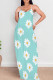 Baby Blue Casual Print Patchwork Backless Spaghetti Strap Sling Dresses