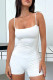White Sexy Solid Color Patchwork Backless Spaghetti Strap Skinny Rompers