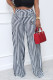 Black Casual Daily Striped Print Letter Print Contrast Loose High Waist Wide Leg Full Print Bottoms