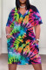Multicolor Casual Print Pocket Patchwork V Neck Straight Plus Size Dresses