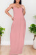 Pink Sexy Solid Color Pocket U Neck Sling Dresses