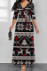 Black Elegant Print Patchwork V Neck Long Dresses