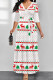 White Elegant Print Patchwork V Neck Long Dresses