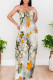 Orange Sexy Geometric Print Pocket U Neck Printed Dresses