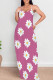 Fuchsia Casual Print Patchwork Backless Spaghetti Strap Sling Dresses