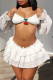White Sexy Hot Solid Color Patchwork Off Shoulder Long Sleeve Two Pieces