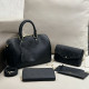 Black Casual Daily Letters Zipper Embossed Bags
