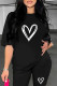 Black Casual Print Patchwork O Neck Short Sleeve Two Pieces