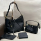 Black Street Daily Letters Patchwork Zipper Embossed Bags