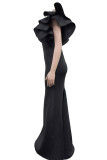 Red Sexy Solid Color Patchwork V Neck Long Dresses