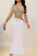 Apricot Sexy Patchwork Hot Drilling See-Through Turtleneck Long Dresses