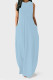 Sky Blue Casual Solid Color Pocket O Neck Vest Dresses