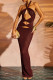 Burgundy Elegant Solid Color Hollow Out Patchwork Backless Halter Long Dresses