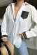 White Casual Daily Letters Patchwork Turndown Collar Tops