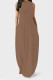 Brown Casual Solid Color Pocket O Neck Vest Dresses