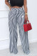 Black Casual Street Striped Print Letter Print Contrast Loose High Waist Wide Leg Full Print Bottoms