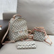Apricot White Casual Daily Plaid Draw String Patchwork Contrast Bags