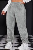 Grey Casual Solid Color Patchwork Plus Size 