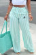 Light Green Casual Street Striped Print Letter Print Contrast Loose High Waist Wide Leg Full Print Bottoms