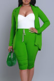 Black Casual Solid Color Buttons Patchwork Turn-back Collar Long Sleeve Two Pieces