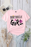 Pink SHEIN Slayr Birthday Girl Print Casual Simple Patte