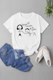 White Casual Street Letter Print O Neck T-Shirts
