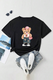 Pink Casual Street Graffiti Print O Neck T-Shirts