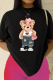 Black Casual Street Graffiti Print O Neck T-Shirts