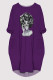 Purple Casual Figure Print Pocket O Neck Printed Dresses