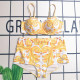 Yellow Street Print Patchwork Backless Swimwears