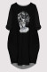 Black Casual Figure Print Pocket O Neck Printed Dresses