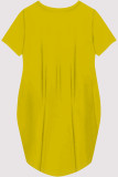 Army Green Casual Figure Print Pocket O Neck Printed Short Sleeve Dress