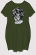 Army Green Casual Figure Print Pocket O Neck Printed Short Sleeve Dress
