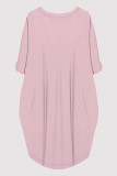 Pink Casual Figure Print Pocket O Neck Printed Dresses