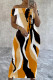 Multicolor Sexy Print Patchwork Backless Off Shoulder Wrapped Skirt Dresses