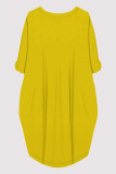 Yellow Casual Figure Print Pocket O Neck Printed Dresses