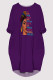Purple Casual Figure Print Pocket O Neck Printed Dresses
