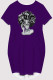Purple Casual Figure Print Pocket O Neck Printed Short Sleeve Dress